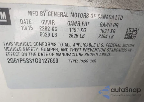 2016 Cadillac Xts Premium Collection из США, поврежденный, VIN 2G61P5S31G9127699